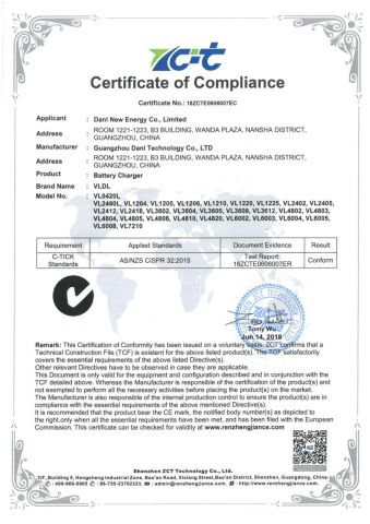 C-TICK certificate from Danl New Energy Co., Limited