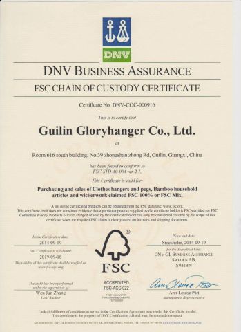 FSC Certificate certificate from Guangxi Guilin Glory Hanger Co., Ltd.