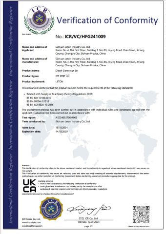 Product Inspection Report certificate from Sichuan Leton Industry Co., Ltd