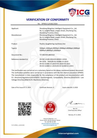 CE certificate of Shandong Mingshun Intelligent Equipment Co., Ltd. – certificate photo, supplier certificates section