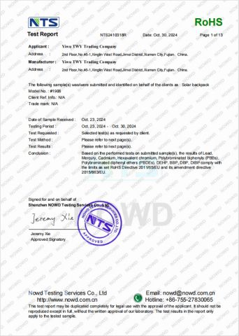 ROHS certificate of Xiamen Elletop Import and Export Co., Ltd – certificate photo, supplier certificates section