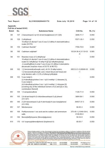 SGS Test Report 14 certificate from Eiffel Medical Supplies Co., Ltd.