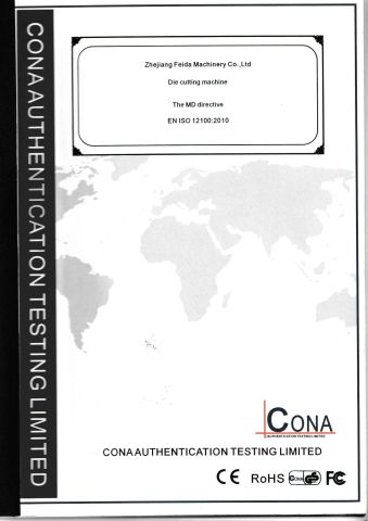 CE certificate from Zhejiang Feida Machinery Co., Ltd.