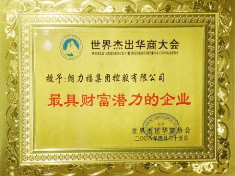 Enterprises with the most wealth potential certificate of SUZHOU LONGLIFU IMP. & EXP. CO., LTD. – certificate photo, supplier certificates section