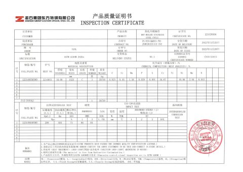 316L Stainless Steel Coil/Plate certificate of Jiangsu Jinmingxin Metal Technology Co., Ltd. – certificate photo, supplier certificates section
