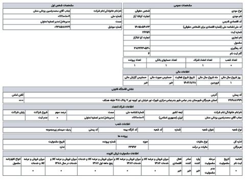 Tax Registration Certificate certificate from KIYASHA ARAZ