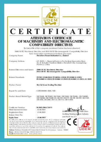 CE certificate of Shenzhen Danrel Industrial Co., Ltd. – certificate photo, supplier certificates section