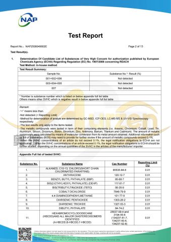 REACH certificate from Hebei Aoshen Trading Co., Ltd.