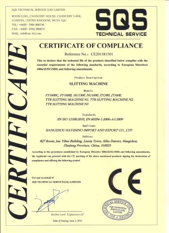 CE certficate certificate from Hangzhou Havesino Import and Export Co., Ltd.