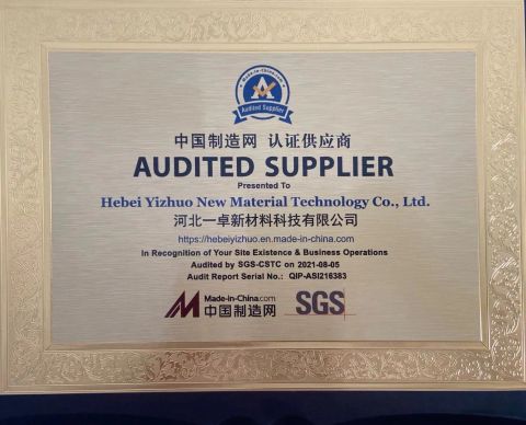 SGS certificate from Hebei Yizhuo New Material Technology Co., Ltd.