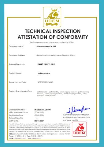 CE certificate from Elite Machinery Group Co., Ltd