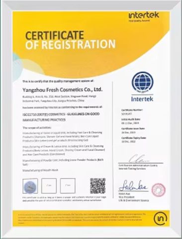 1 certificate from Yangzhou New Lotus Plastic & Daily Chemicals Co., Ltd.