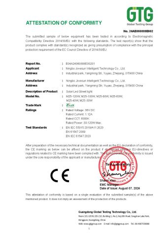 CE certificate from Ningbo Jovesun Intelligent Technology Co., Ltd