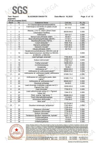 SGS REACH FOURTH PAGE certificate from Xiamen Mega Imp. &Exp. Co., Ltd.