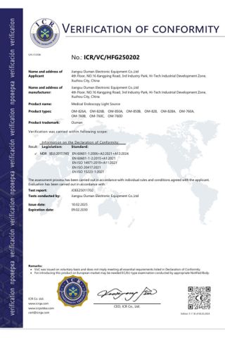 Certificates certificate from JIANGSU OUMAN ELECTRONIC EQUIPMENT CO., LTD.