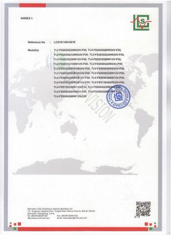 FCC Certificate -2 certificate of Shenzhen Topledvision Lighting Co., Ltd. – certificate photo, supplier certificates section