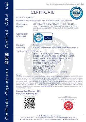 Planer- CE Certificate certificate from Senquan (Jinhua) Hardware Products Co., Ltd.