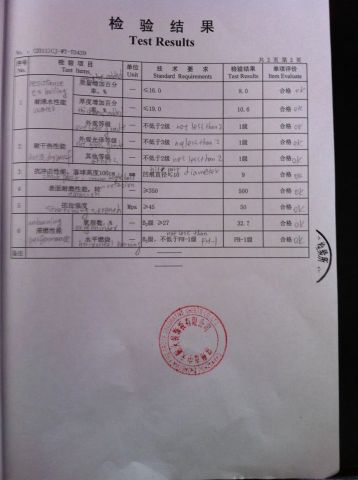 hpl test report3 certificate from Changzhou Zhongtian Fire-Proof Decorative Sheets Co., Ltd.