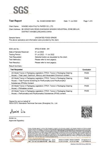 TPCH certificate from Raymond Ningbo Industrial & Trading Co., Ltd.