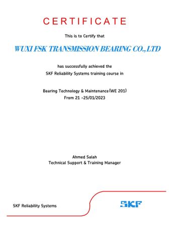 CERTIFICATE certificate from Wuxi Fsk Transmission Bearing Co., Ltd.