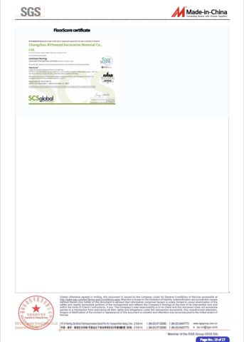 Certification Report certificate from Changzhou Richwood Decorative Material Co., Ltd.