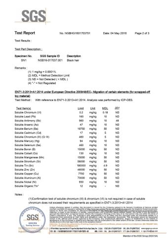 Environmental & Safety Test Certificate certificate from Shanghai July Textile Co.,Ltd