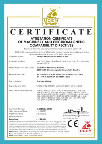 CE CERTIFICATE certificate of JIANGSU NEW VICTOR INDUSTRIAL CO., LTD. – certificate photo, supplier certificates section