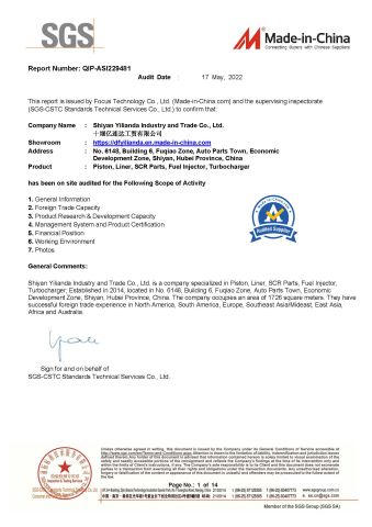 SGS certificate-1 certificate from Shiyan Yilianda Industry And Trade Co., Ltd.