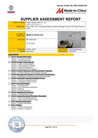 SGS certificate from Fujian Junqing Trade Co., Ltd.