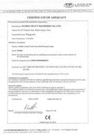 CE certificate certificate from Jinan Sinoheng Import and Export Co., Ltd.