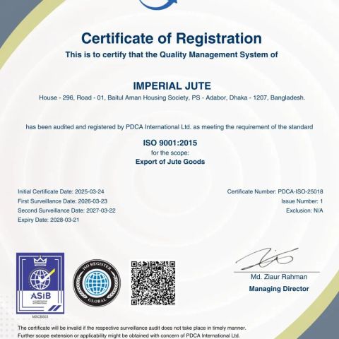 ISO 9001:2015 Quality Management System certificate from MHB GLOBAL NETWORKS