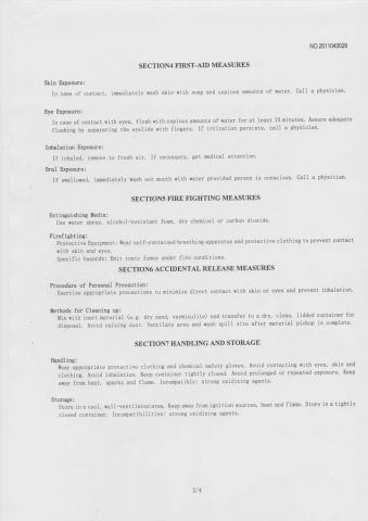 MSDS3 certificate from Evian Manufacture Co., Limited