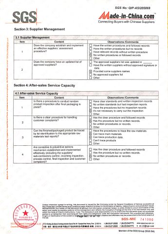 SGS certificate from Chiping Jiabao Decoration Materials Co., Ltd.