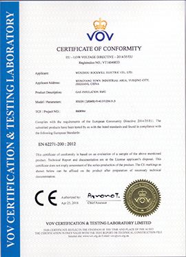 CE certificate for gas insulation RMU-HXGN(RMR)-V-40.5 certificate from Wenzhou Rockwill Electric Co., Ltd.