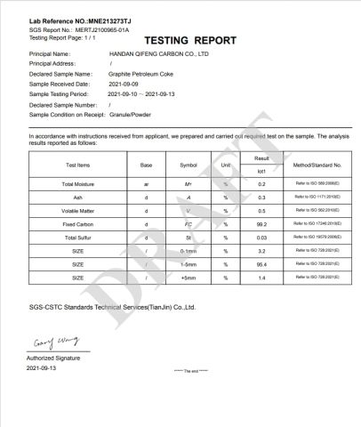 SGS Lab testing for GPC certificate of Hebei Yukuang New Materials Co., Ltd. – certificate photo, supplier certificates section
