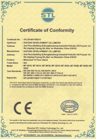 CE certificate from Koford Development Co., Limited