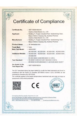 CE CERTIFICATE FOR TERMINAL certificate from Guizhou Detai Electric Co., Ltd.