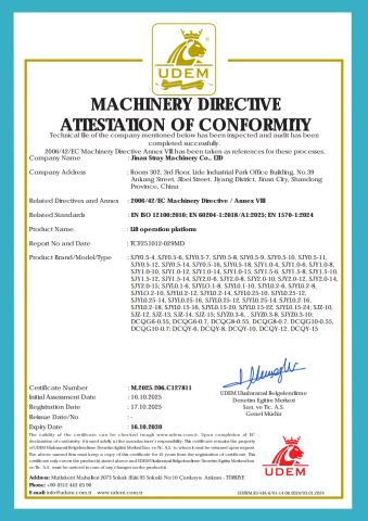 CE Certificates certificate from Huanyu (Shandong) Intelligent Equipment Co., Ltd.