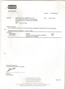 Environment evaluation certificate certificate from Hangzhou Fuhan Garment Accessories Co., Ltd.