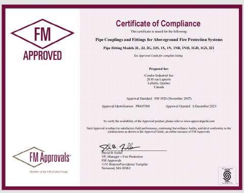 FM CERTIFICATE certificate from HENAN CONDOR MACHINERY IMP.& EXP. CO., LTD