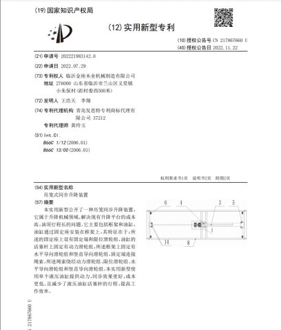 patent certificate of Linyi Jinzuo Woodworking Machinery Manufacturing Co., Ltd. – certificate photo, supplier certificates section