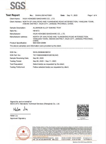 Rohs certificate from Wuxi Hongbei Bakeware Co., Ltd.