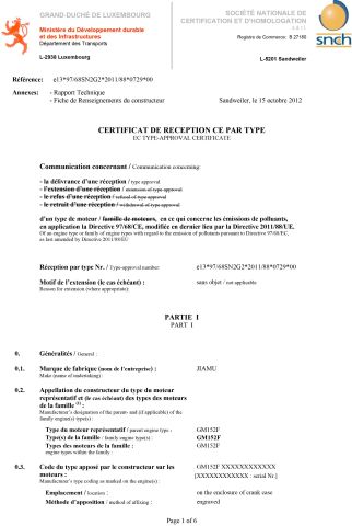 Emission certificate from Zhejiang Passion Import and Export Co., Ltd.
