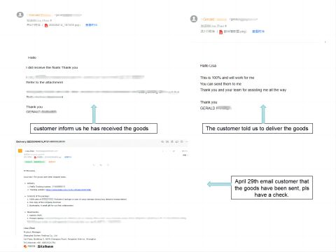 Emails between us and customer certificate from Shanghai Sizhen Trading Co., Ltd