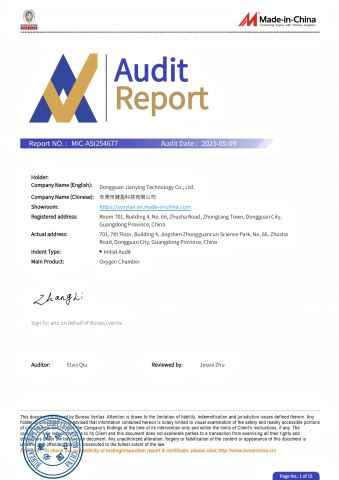 BV certificate from Dongguan Jianying Technology Co., Ltd.