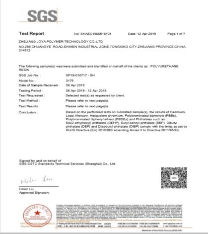 ROHS certificate from Zhejiang Joz Industrial Co., Ltd.