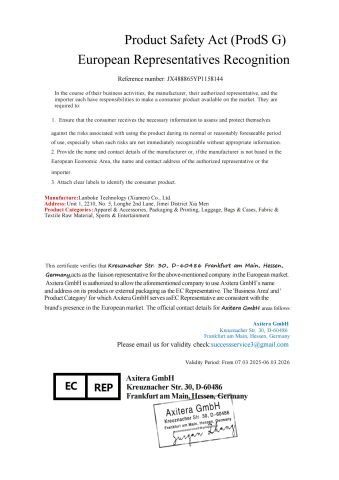 Eu certification certificate from Lanboke Technology (Xiamen) Co., Ltd.