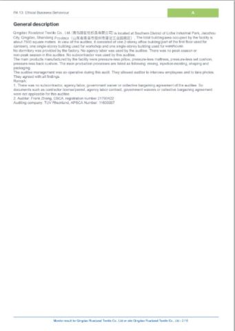 BSCI-2 certificate from QINGDAO ROADZEAL TEXTILE CO., LTD.