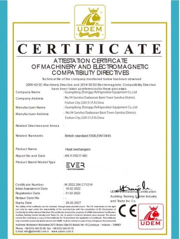 CE Certificate certificate from Foshan Ever Heat Exchanger Co., Ltd