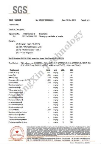 RoHS Test Report for Wire certificate from Shenzhen Excellent Hengxin Technology Development Co., Ltd